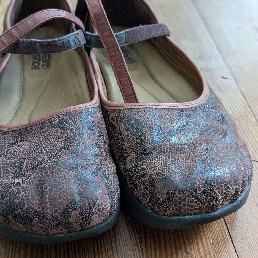 Kalso Earth Shoes Mary Janes Brown Patterned Leather Size 9